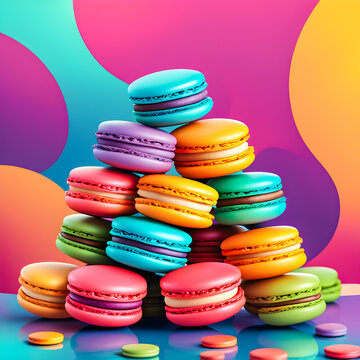 Illustration of macarons on the abstract background.