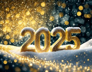 Fototapeta na wymiar Napis 2025 śnieg