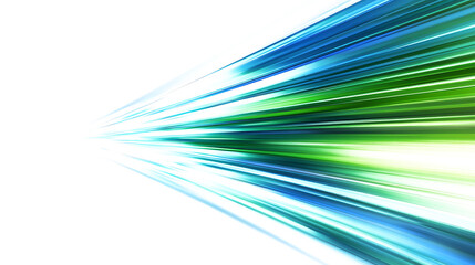 Green blue light speed effect isolated on white and transparent background
