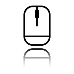 Computer mouse simple icon vector. Flat design. Black icon with mirror reflection. White background