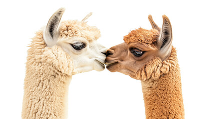 Obraz premium Close-up of Alpacas isolated on transparent or white background