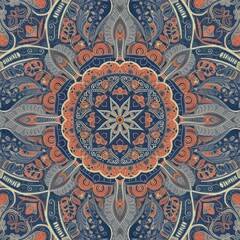 Obraz premium Indian ornament with a symmetrical pattern. Abstract ethnic painting. 