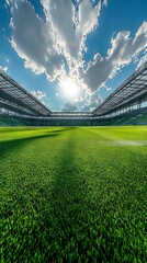 Fototapeta premium A stadium with a large green field and a goal