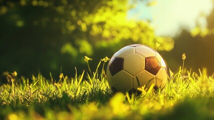 Clean Soccer Ball on Grassy Field in Bright Sunlight