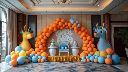 Happy birthday. Themed Extravaganza . room decorated according to specific birthday theme, such as jungle safari, fairy tale, or superhero adventure, creating an immersive and imaginative atmosphere