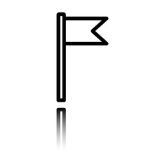Flag, banner simple icon vector. Flat design. Black icon with mirror reflection. White background
