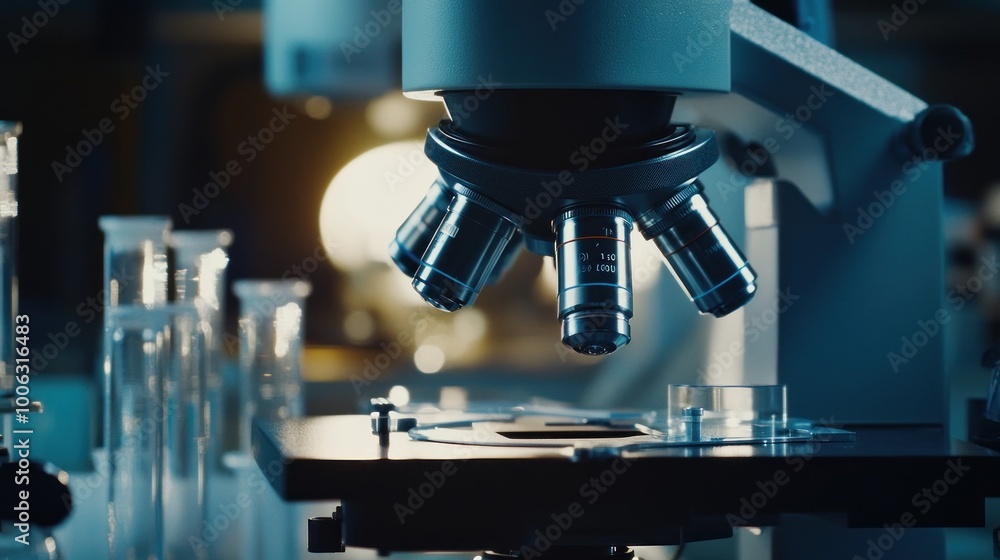 Poster microscope in a laboratory setting