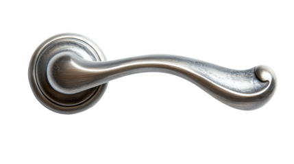 Aluminium door handle isolated on transparent or white background