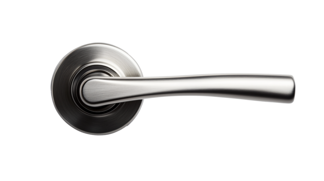 Aluminium door handle isolated on transparent or white background