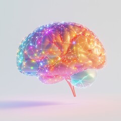 3D Illustration of a Brain with Interconnected Neurons