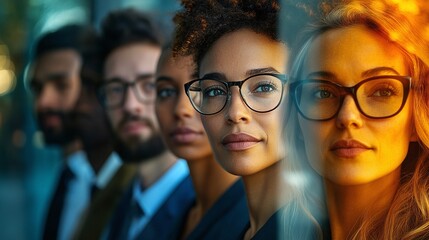 group of diverse business people united in front of a modern building, highlighting the importance of teamwork, partnership, and career opportunities