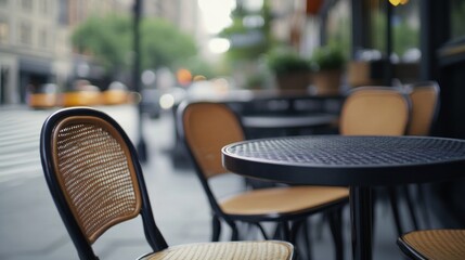 Outdoor Cafe Table and Chairs in the City