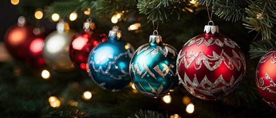 Christmas Ornaments on a Tree