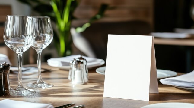 Blank Tabletop Sign at a Restaurant