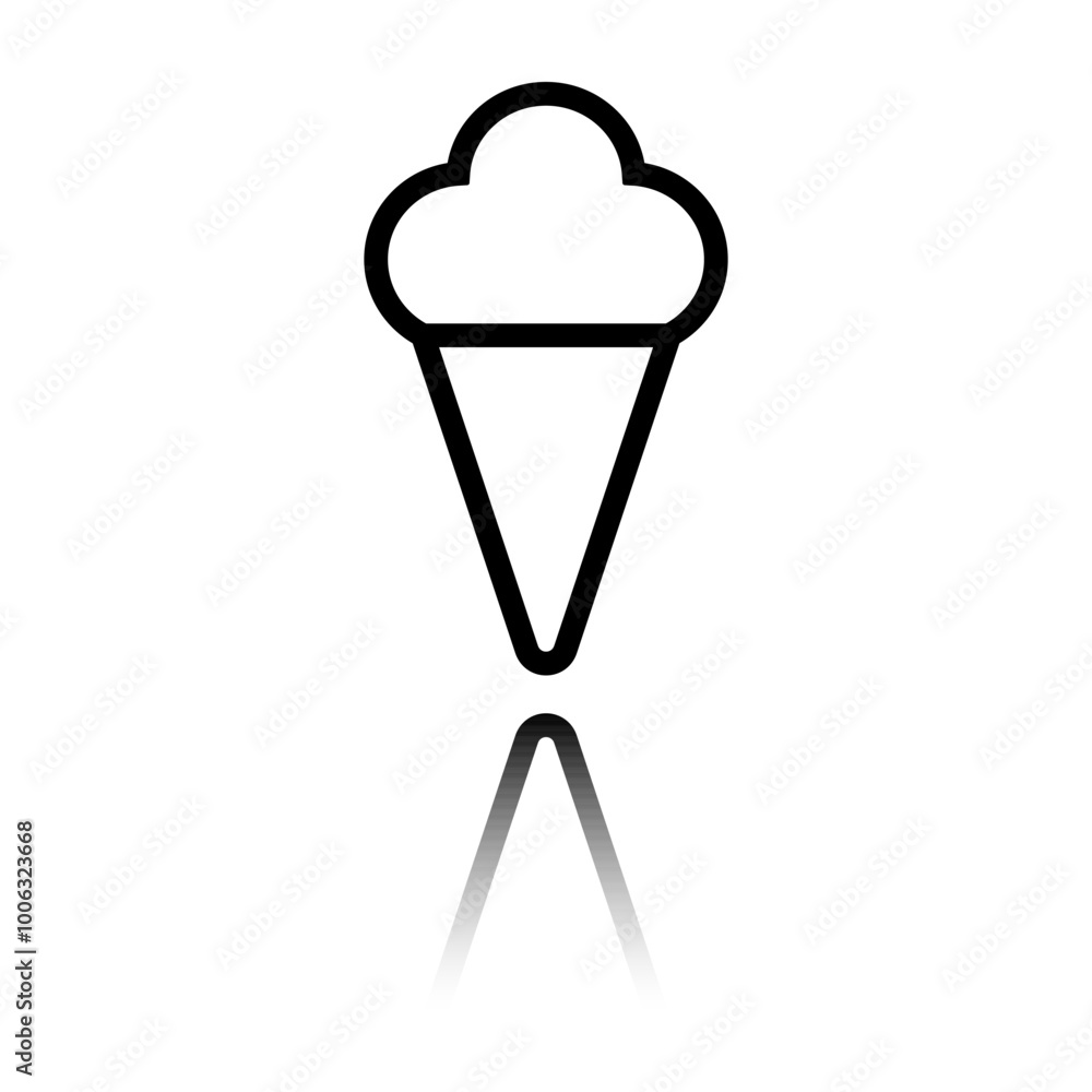 Poster ice cream simple icon vector. flat design. black icon with mirror reflection. white background