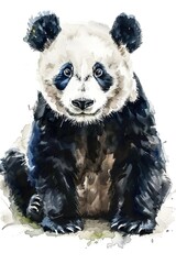 Obraz premium Adorable panda bear with a big smile, looking directly at the camera. Perfect for animal lovers and conservation awareness.