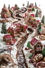 Naklejka premium whimsical gingerbread village winter wonderland