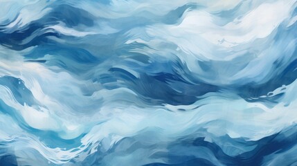 Obraz premium Abstract Ocean Waves Painting. Serene Blue Watercolor Textures for Calm Backgrounds and Wallpapers