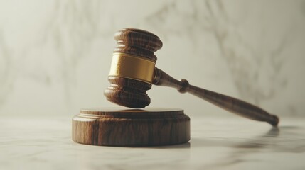 Wooden Gavel on a Marble Surface