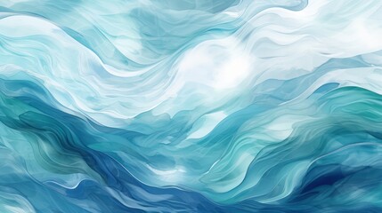 Abstract Ocean Waves Painting. Serene Blue Watercolor Textures for Calm Backgrounds and Wallpapers