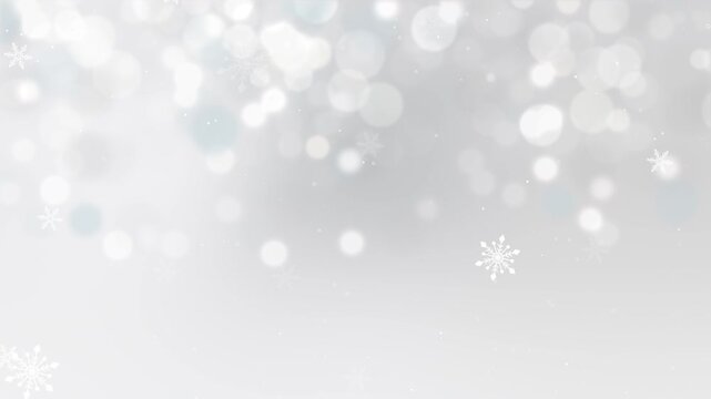 snow falling Christmas. Abstract bokeh of shining lights.Blue grey background.Loop video.(127)