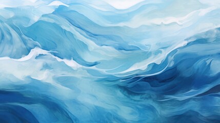 Obraz premium Abstract Ocean Waves Painting. Serene Blue Watercolor Textures for Calm Backgrounds and Wallpapers