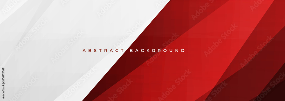 Aufkleber white and red modern abstract wide banner with geometric shapes. bright red and white abstract backg