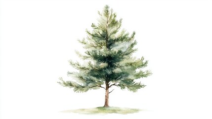 Fototapeta premium A beautiful watercolor illustration of a green pine tree showcasing its lush foliage and natural beauty.