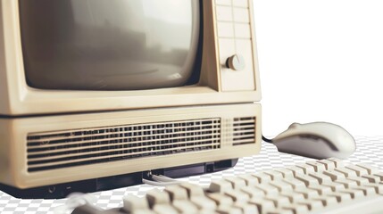 Vintage Computer with Keyboard and Mouse