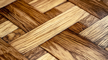 Intricate Oak Parquet Flooring with Geometric Design
