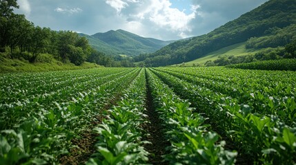 Fototapeta premium Green Fields of Tobacco