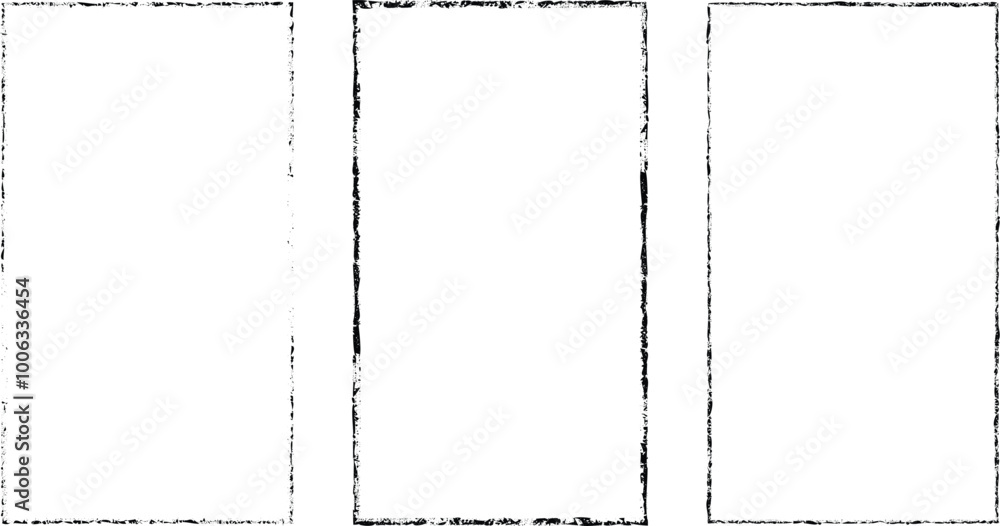 Fototapete Set of vector border frames with rough edges . Rectangular frame template collection . distress texture . Grunge tiny frame borders isolated on the background . Rough edges effect . 