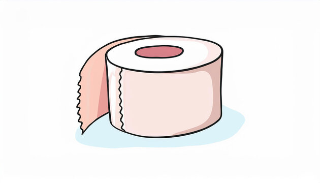 recommend clip art: toilet paper roll, minimalistic illustration, clean design, white background, soft pastel colors, simple outline, smooth edges, cartoon style
                    