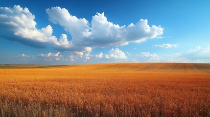 Obraz premium Golden Wheat Field Under a Blue Sky