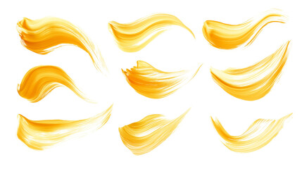 Obraz premium set of yellow dabbing brushstrokes isolated on transparent background