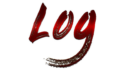 3D blood red word design of Log on white background.	