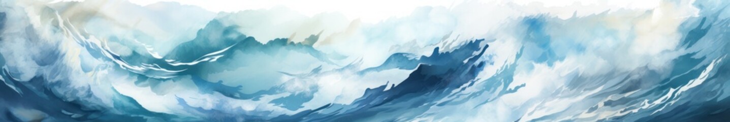 Fototapeta premium Abstract Ocean Waves Painting. Serene Blue Watercolor Textures for Calm Backgrounds and Wallpapers