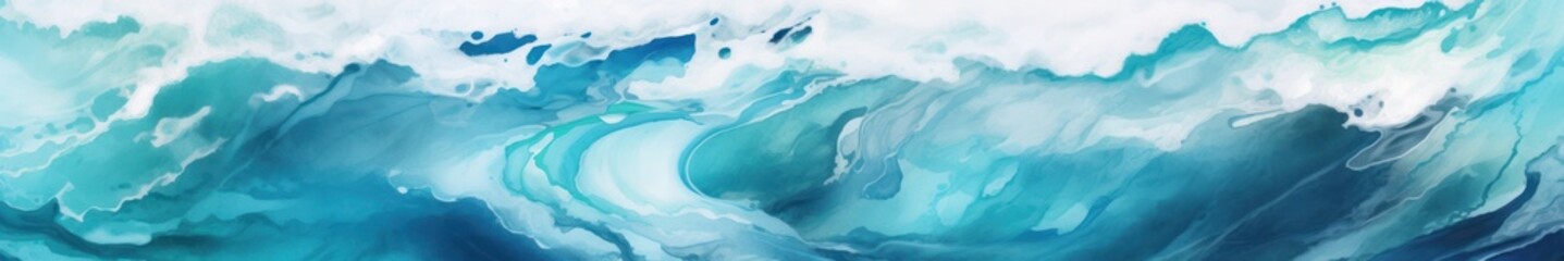 Fototapeta premium Abstract Ocean Waves Painting. Serene Blue Watercolor Textures for Calm Backgrounds and Wallpapers