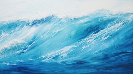 Fototapeta premium Abstract Ocean Waves Painting. Serene Blue Watercolor Textures for Calm Backgrounds and Wallpapers