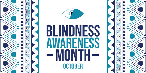 Blindness Awareness Month Banner for October 2024, Promoting Education and Advocacy for the Visually Impaired Community with Inclusive Designs. Vector EPS 10.