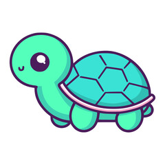 cute turtle cartoon character kawaii vector illustration template design