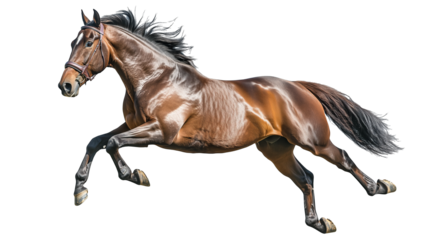 Horse jumpig isolated on transparent or white background