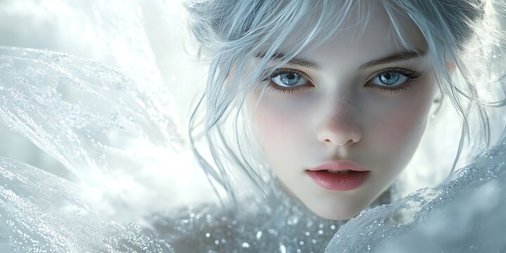 Beautiful snow princess in winter