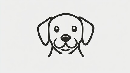 Dog head icon with floppy ears, drawn in a minimalist style, outlined in black on a light gray background.