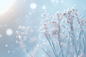 Minimalist Christmas background with soft shades, fine details that convey the essence of winter calm