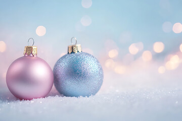 Fototapeta premium Minimalist Christmas background with soft shades, fine details that convey the essence of winter calm