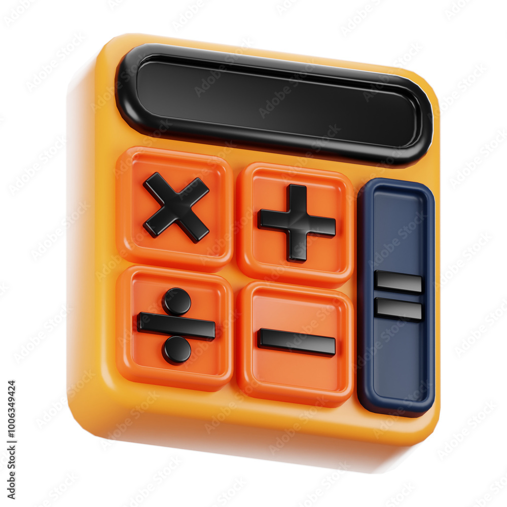 Aufkleber 3d rendering office icon concept. 3d render calculator