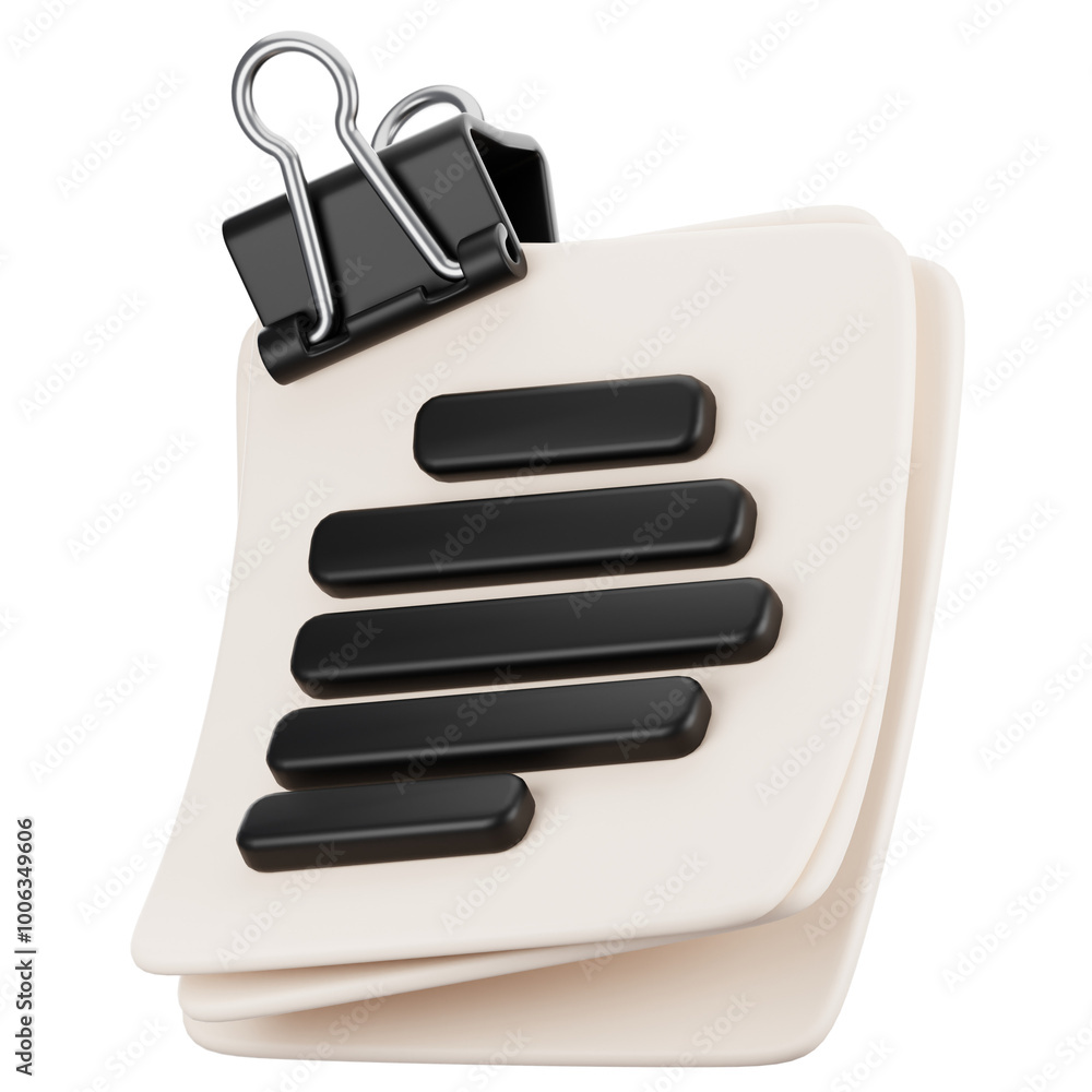 Poster 3d rendering office icon concept. 3d render document