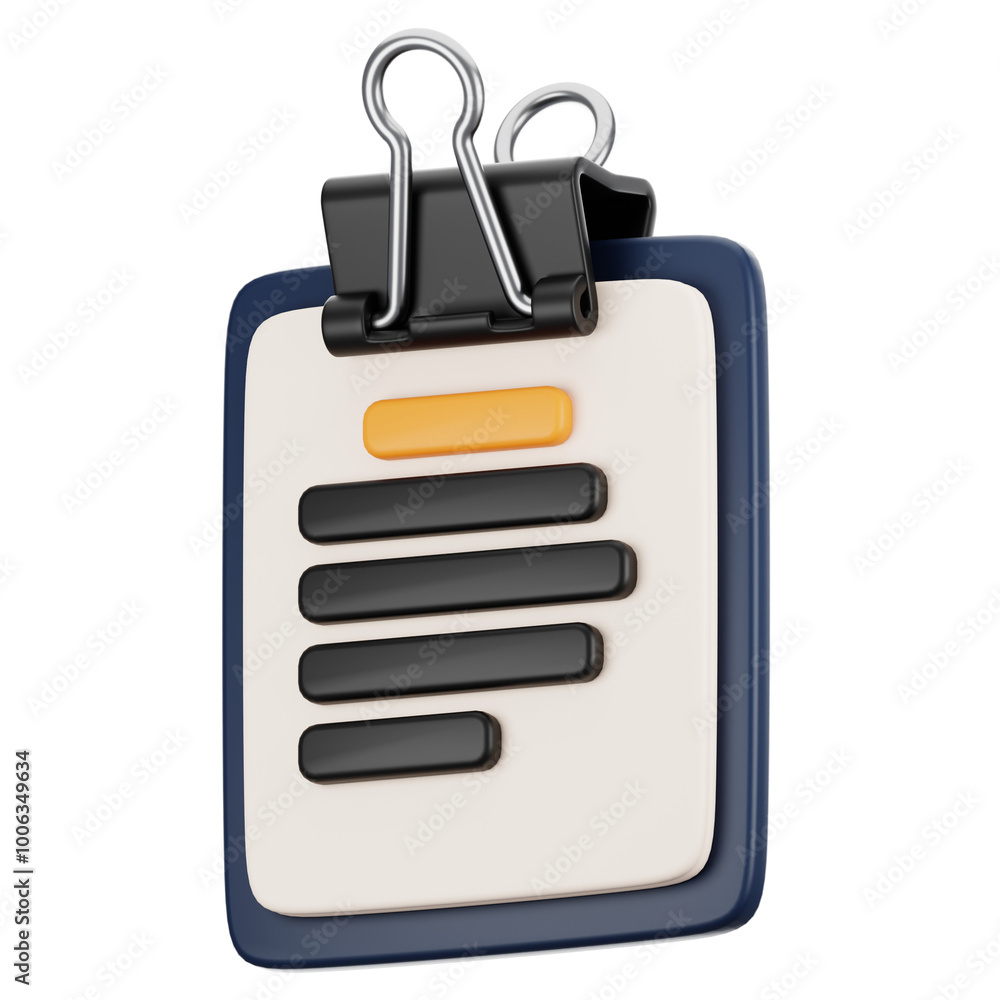 Poster 3d rendering office icon concept. 3d render contract