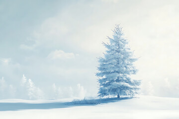 Minimalist Christmas background with soft shades, fine details that convey the essence of winter calm